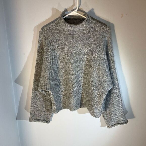 William Rast y2k Cotton and Wool Blend Mock Neck Oversize Sweater, Grey, XS. Jus - Picture 9 of 11